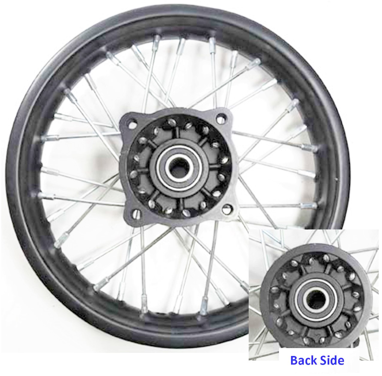 Front Rim (Black) 1.40x10 Disc Brake Bolts Cross c/c=92mm, Axle ID=15mm axle Fits Tomberlin 110cc Dirtbike + more