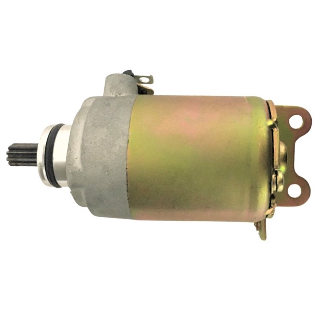 STARTER MOTOR Fits Some Chinese ATVs, Dirtbikes, and other products. Shaft Splines=9 Spline L=18mm Flange= 30mm, 1 ring terminal, Bolts c/c=38mm, center hole 18mm from body. Main body OG=60, L=90mm