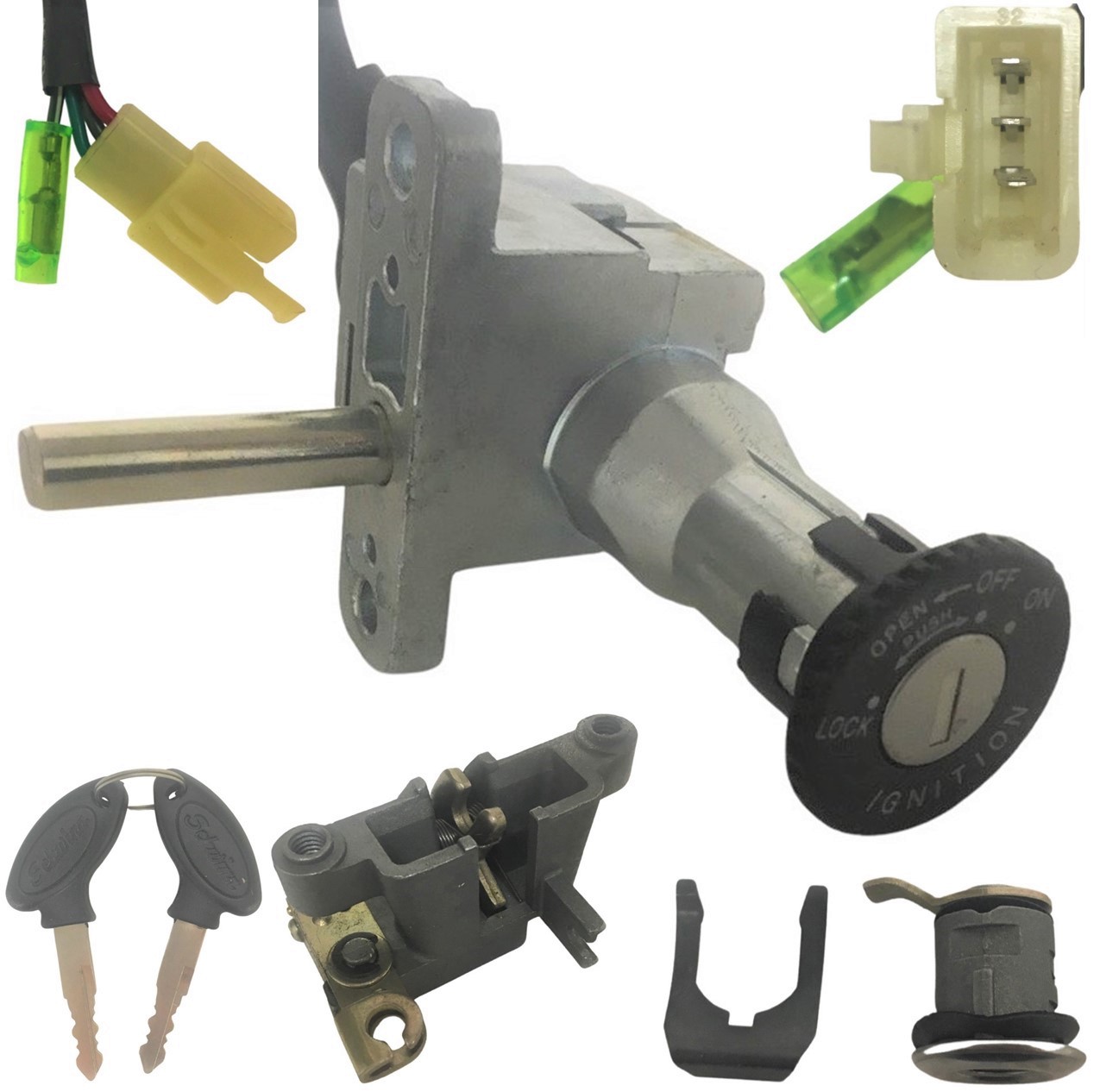 Ignition Switch (seat release type) 3/3 FM Jack, 1 bullet connector Bolt holes c/c=59mm