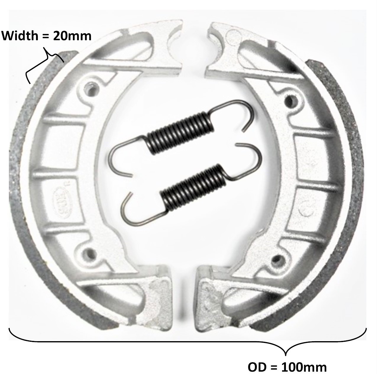 Brake Shoes OD=100x20mm Fits Some Tomos Revivals, ATVs, Scooters