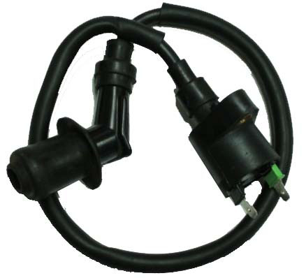 Ignition Coil Plug Cap=45deg 16", 2 Terminals Fits Most ATVs, GoKarts, Scooters With GY6-50-250cc Motors - Click Image to Close