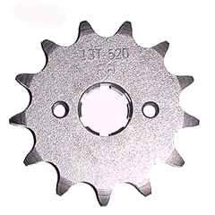 Front Sprocket #520 13th Fits E-Ton Viper RXL70, RX4-70, Viper RX4-70M, RXL90R ATVs + E-Ton Rover UK1, Rover GT UK2, Other Models Bolts=2x34mm Ctr to Ctr, Splines=6 Shaft=18/20mm (shortest/longest point)