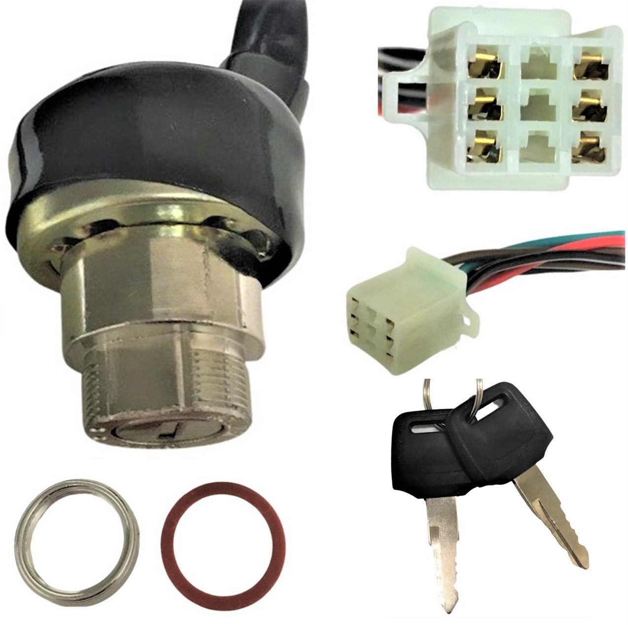 Ignition Switch Fits Many 70-110cc ATVs 6 pins in 9 pin Male Jack