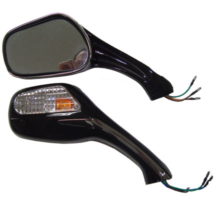 MIRRORS 8mm (Both RH Thread) Black with Turn Signal Lights Sold Per Pair with mounting hardware