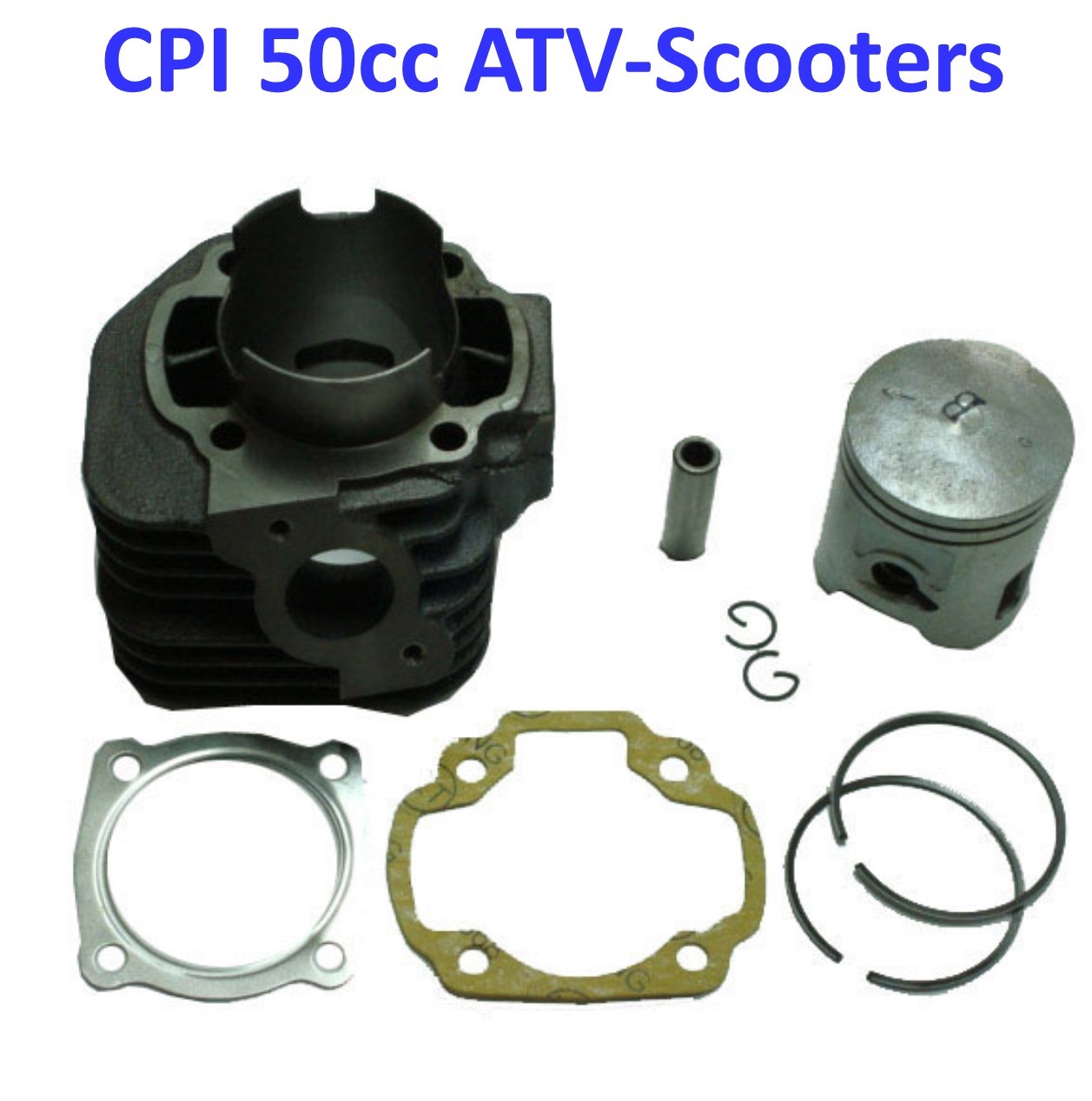 Cylinder Piston Top End Kit 49cc 2 Stroke ATVs, Scooters B=40mm Pin=12mm H=64mm CPI Models Only