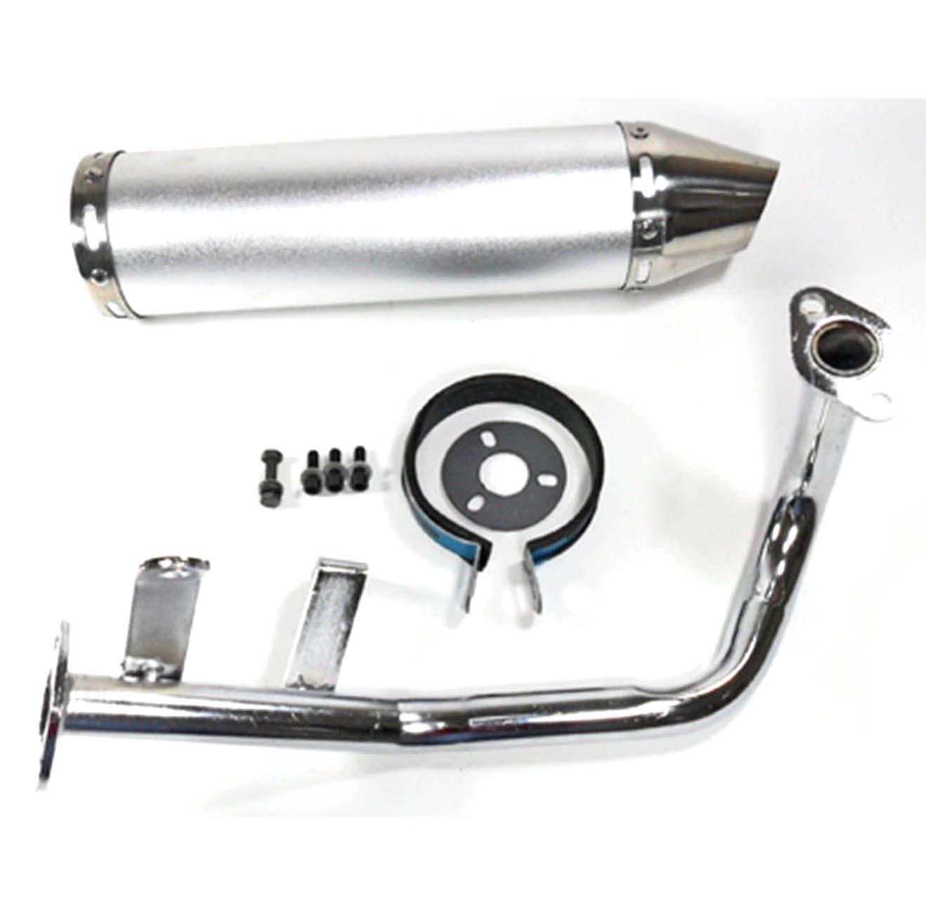 Exhaust Pipe HIGH PERFORMANCE CHROME Fits Most GY6-50 QMB139 49cc Chinese Scooter Motors Canister L=300mm D=88mm