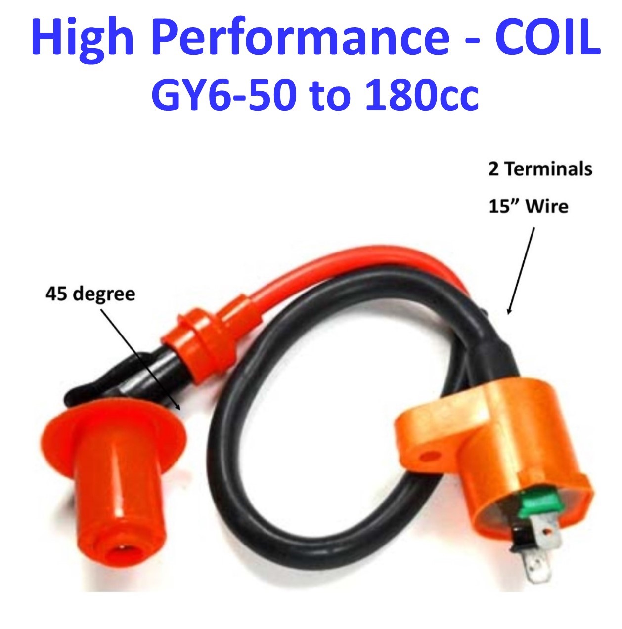 HIGH PERFORMANCE Ignition Coil Wire=15" Fits Most ATVs, GoKarts, Scooters With GY6-50,125,150,180cc Motors - Click Image to Close