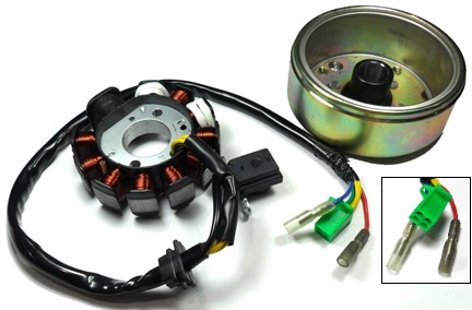 Stator 49-150cc 4 Stroke Fits many Chinese ATVs, GoKarts, Scooters 11 Coil 4 Pin in 4 Pin Jack + 2 wires