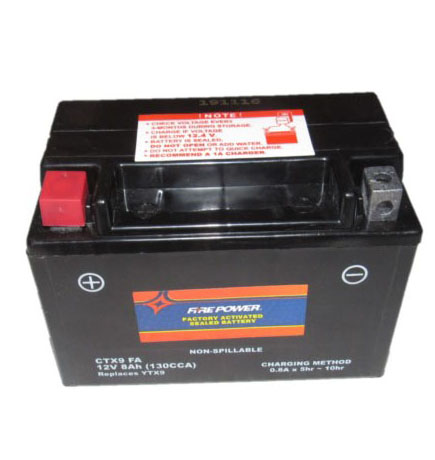 CTX9BS-FA Fire Power Battery Sealed Maintenance Free L=5 7/8" W=3 3/8" H=4 1/8"