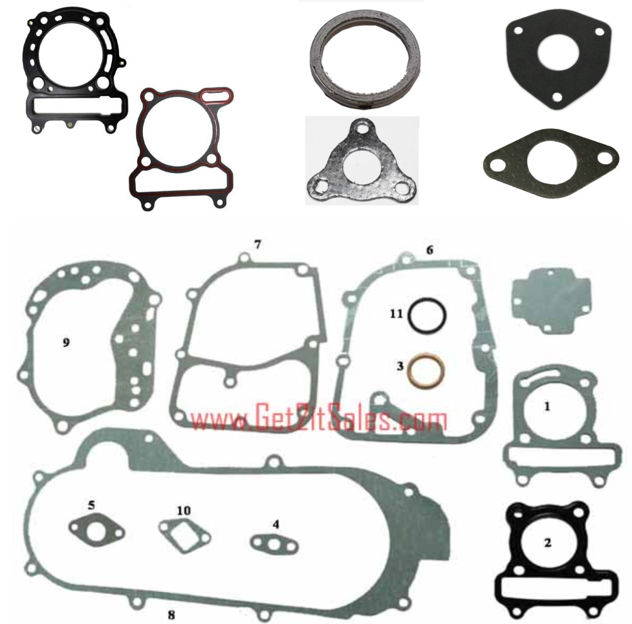 Gaskets & Gasket Sets For Most 49-300cc Engines Honda Type, GY6, CG, VOG, YP