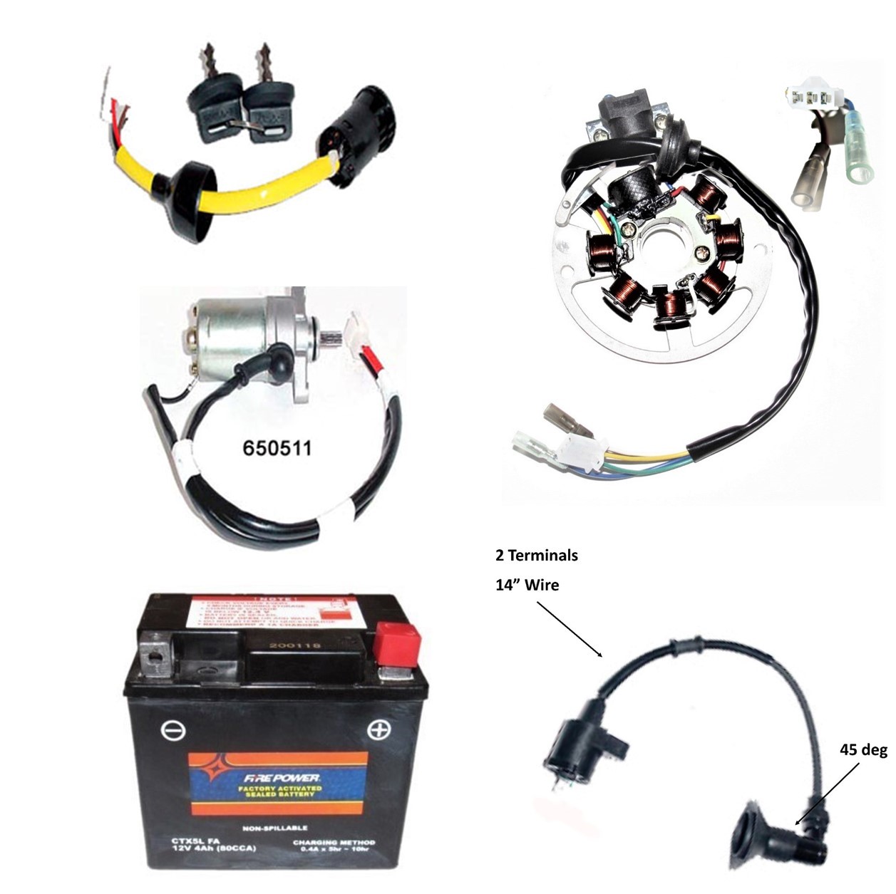 Battery - Coils - Switches Electrical Parts - Starters - More