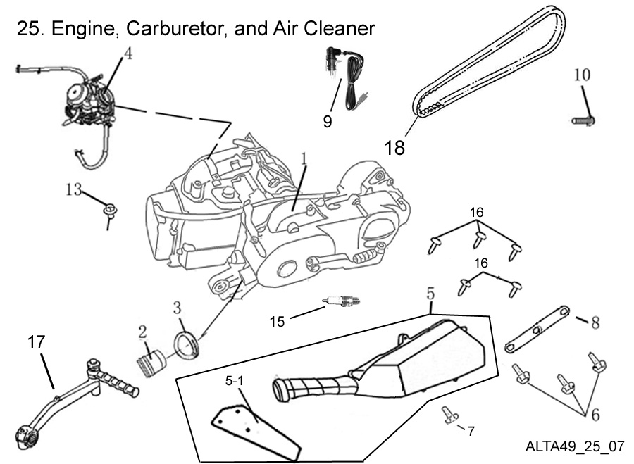  Engine, Carburetor, and Air Filter