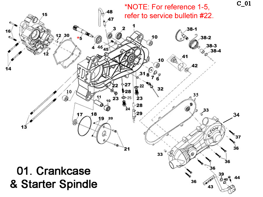 Crankcase and Starter Spindle