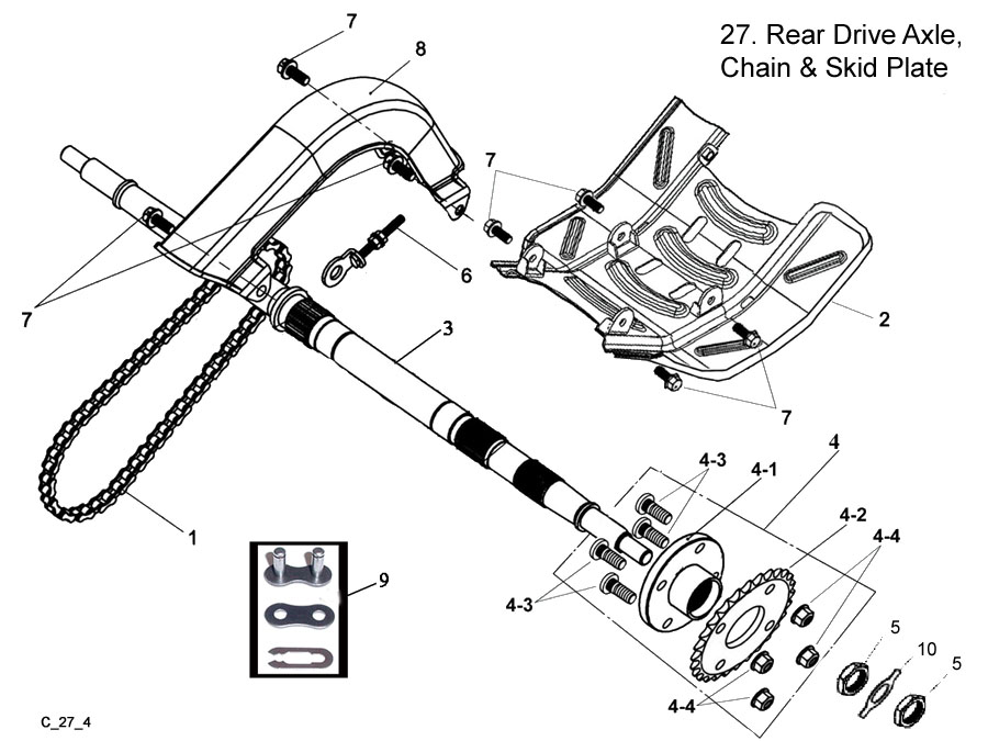 Rear Drive Axle Chain and Skip Plates