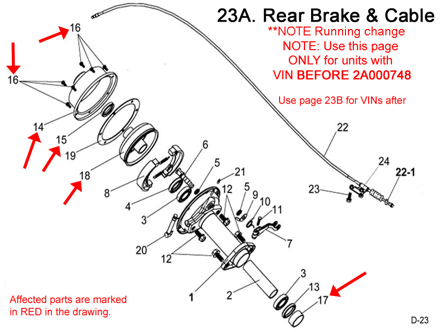  Rear Brake and Cable (VIN < 2A000748)