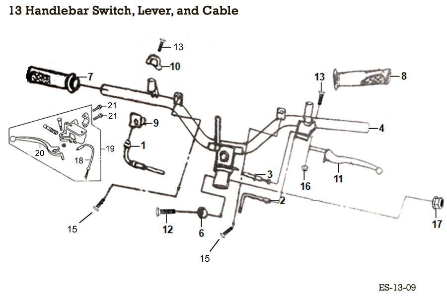  Handlebar Switch, Lever, and Cable