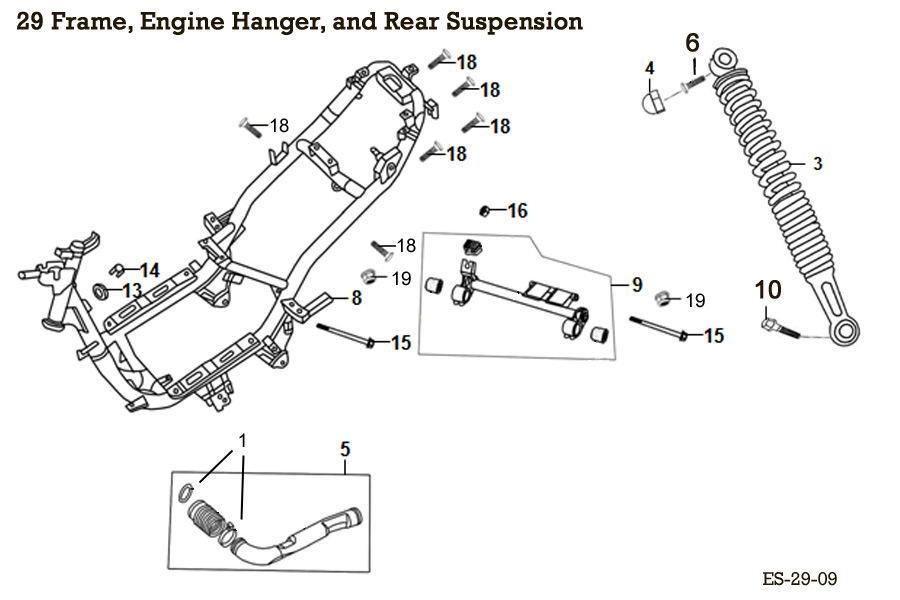 Frame, Engine Hanger, & Rear Suspension