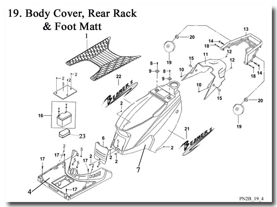 Body Cover, Floor Mat, Rear Rack