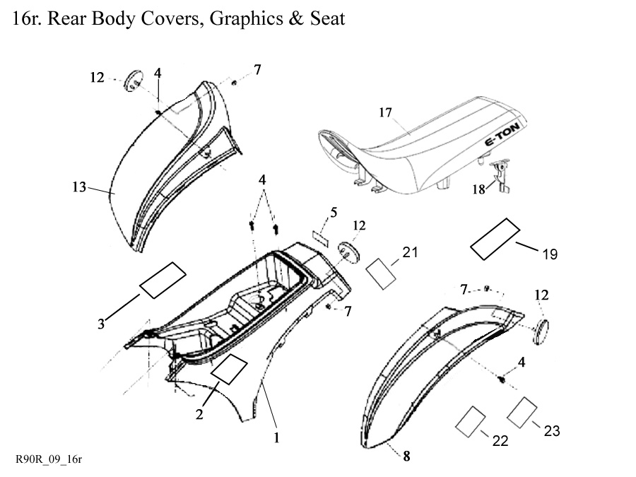 Body Cover, Fenders, Graphics and Seat (Rear)