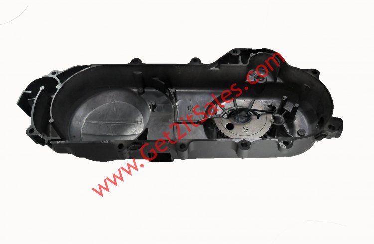Crankcase Cover Black 12/13" Wheel Comes with the kick start gear assembly Case length = 17" GY6-50 QMB139 49cc Chinese Scooter Motors - Click Image to Close
