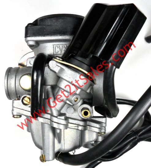 Runtong CVK PD19J Carburetor with booster pump Intake ID=19 OD=28 Air Box OD=40 Fits Most 49-100cc GY6 Belt Driven Scooters - Click Image to Close