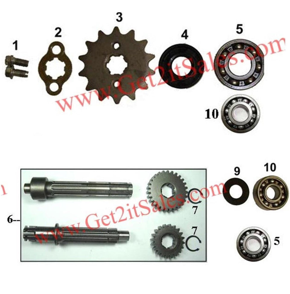 Transmission Gears (Automatic), 70cc ATVs & Dirtbikes