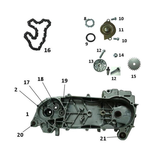 GY6 125cc, 150cc, 180cc - Crankcase - Oil Pump