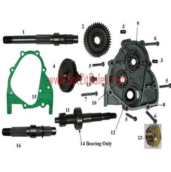 GY6 125cc, 150cc, 180cc - Transmission Gears, Gear Housing, & Bearings