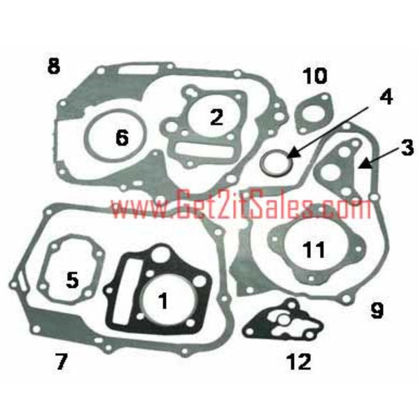 Gaskets & Gasket Sets - Honda Type 110cc 52mm, With (Semi-Auto)