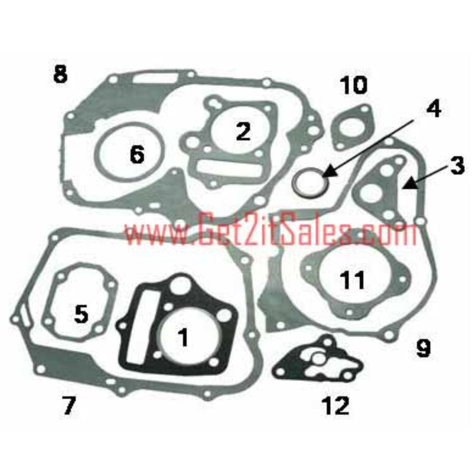 Gaskets & Gasket Sets - Honda Type 125cc 52mm, With (Semi-Auto)