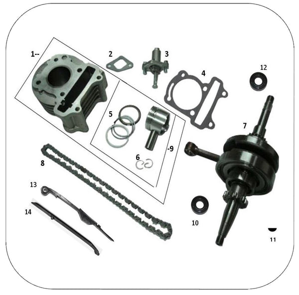 Engine Parts & Diagrams - Scooters, ATVs, Dirt Bikes, & GoKarts