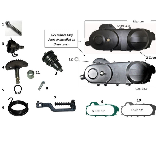 GY6 49cc-100cc (QMB139) - Clutch Cover - Kick Starter, Starter Bendix & Bushing