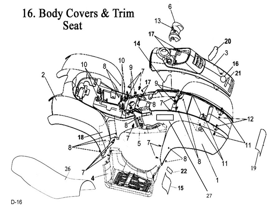 ATV & UTV Parts > Eton> 90cc Sierra 90, DXL-90 (Vin: 9FA, 9FB) >  Body Covers, Fenders, Trim, Seat