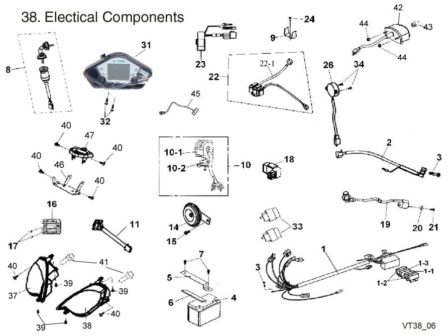 ATV & UTV Parts > Eton> Vector 250, VXL-250 (Vin: LRA) >  Electrical Parts - Battery - Coils - Switches