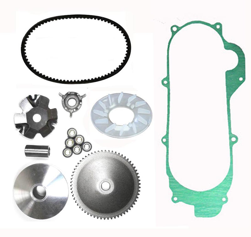 Variator Belt Kit, Short Case Chinese GY6 QMB139 49cc Scooter  669x18x30 Powerlink Belt, Crankcase Gasket  Shaft=14mm