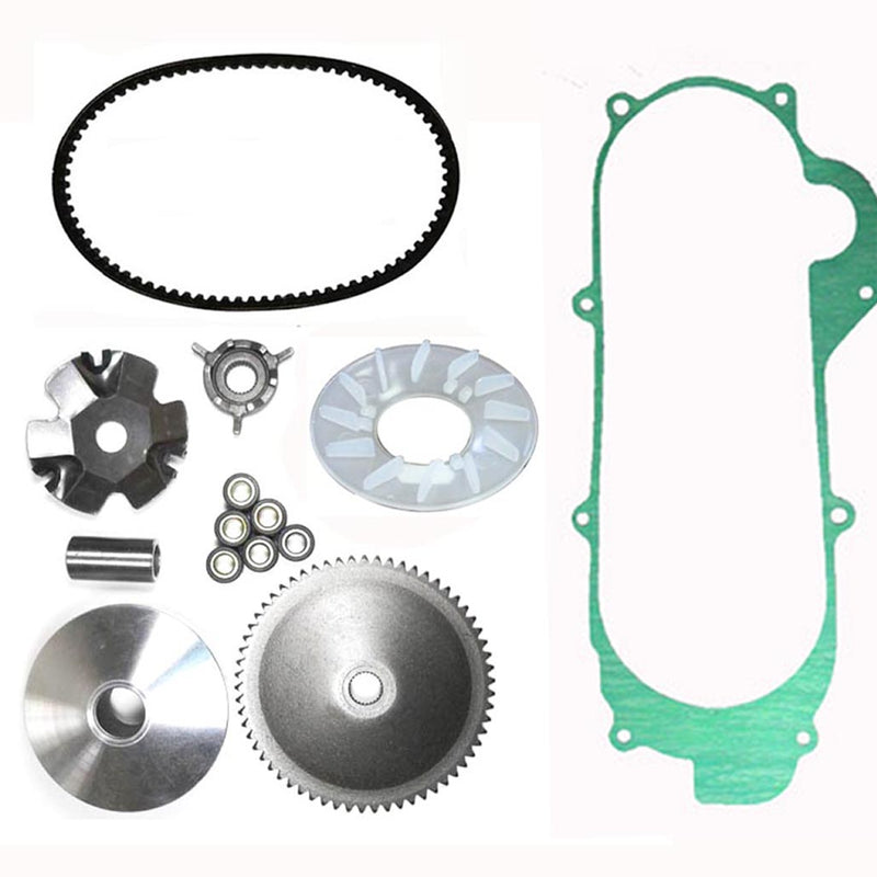 Variator Belt Kit, Short Case Chinese GY6 QMB139 49cc Scooter  669x18x30 Powerlink Belt, Crankcase Gasket  Shaft=14mm