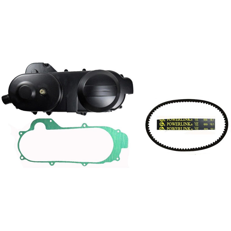 Crankcase Cover w/Kick Start Gear, Belt & Gasket Short Case GY6 49cc 50cc QMB139