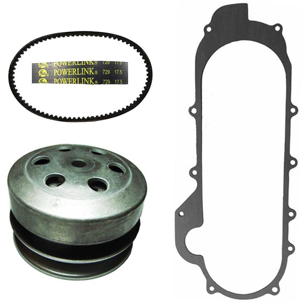 Rear Clutch, Belt & Gasket GY5 50cc 49cc QMB139 Long Case 4 Stroke Scooters