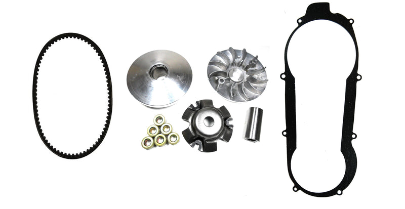 GY6-150 Front Clutch Variator & Powerlink Belt Kit (Short Case)For use on units with the 743x20x30 Belt