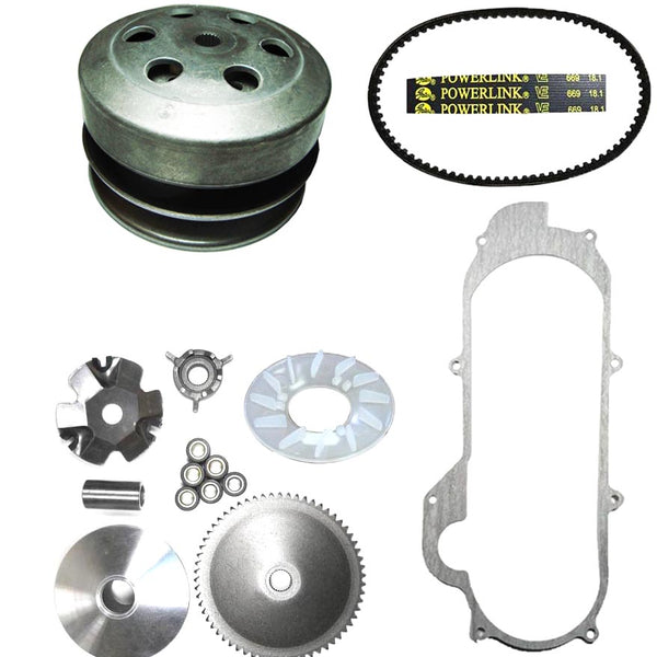 49cc 50cc GY6 QMB139 Scooter Front and Rear Clutch,  Belt & Gasket Short Case