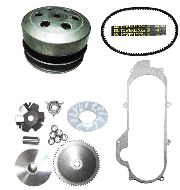 49cc 50cc GY6 QMB139 Scooter Front and Rear Clutch,  Belt & Gasket Short Case