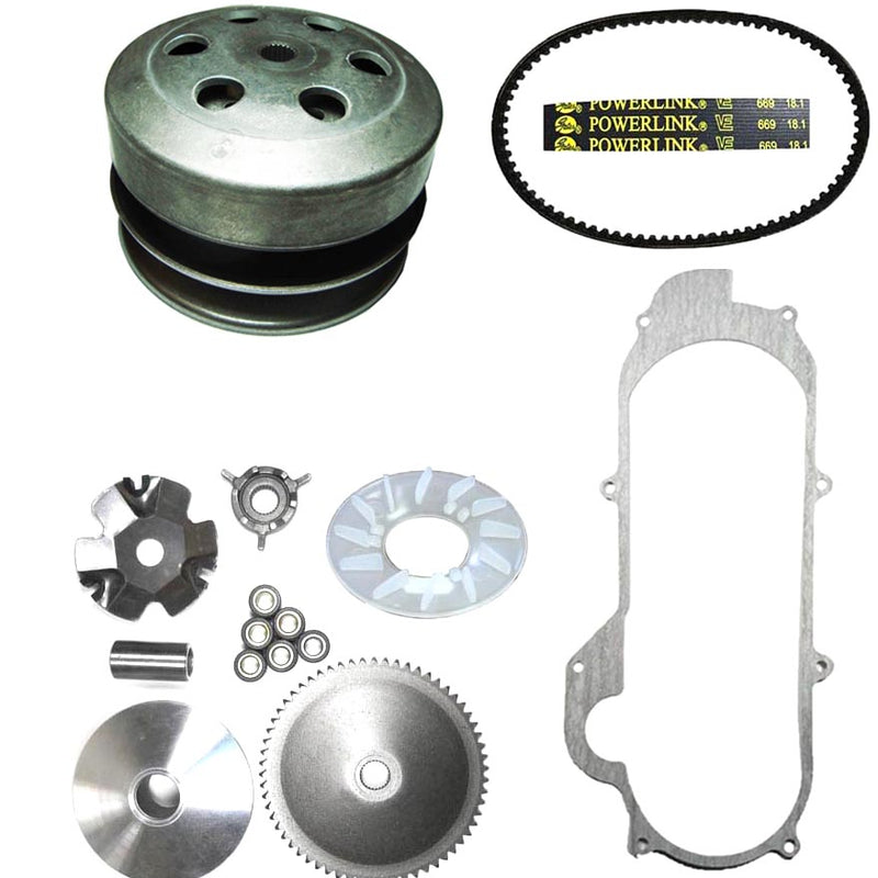 49cc 50cc GY6 QMB139 Scooter Front and Rear Clutch,  Belt & Gasket Short Case