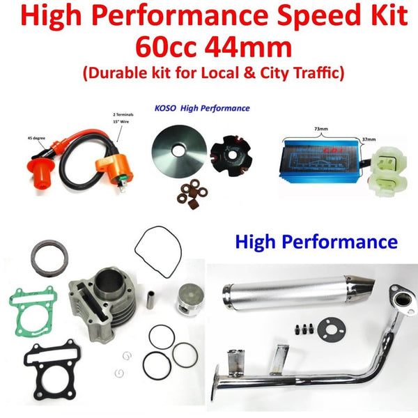 High Performance Speed Kit GY6-60cc (44mm) Comes with all parts shown.