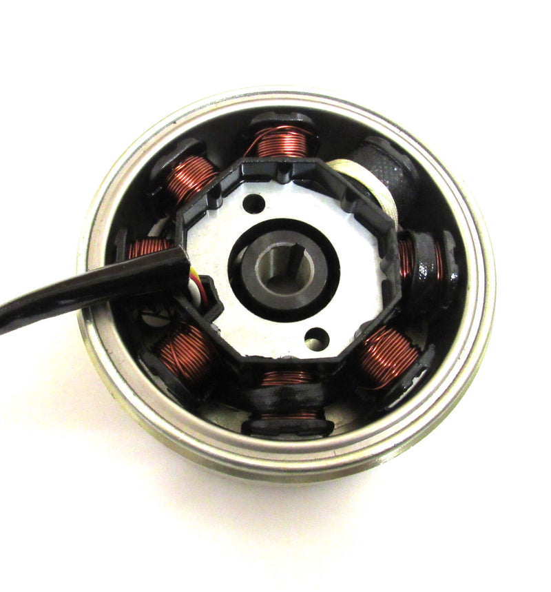 GY6 50cc 8 Pole Stator Magneto, Flywheel, Flwheel Puller Tool & Cooling Fan  Fits a variety of GY6-50cc Scooters  Stator Dimensions=8 Coils   2 Pin in 3 Pin Jack + 2 Wires  Pickup Coil C/C=40