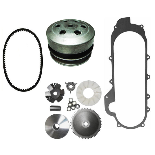 49cc 50cc GY6 QMB139 Scooter Front and Rear Clutch, Belt & Gasket - Long Case