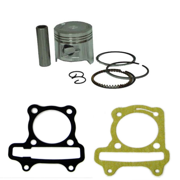 PISTON KIT with Head & Base Gasket150cc 4-Stroke GY6-150cc  B=57.4 Pin=15 H=38.5  Ctr Pin To Top=19 mm