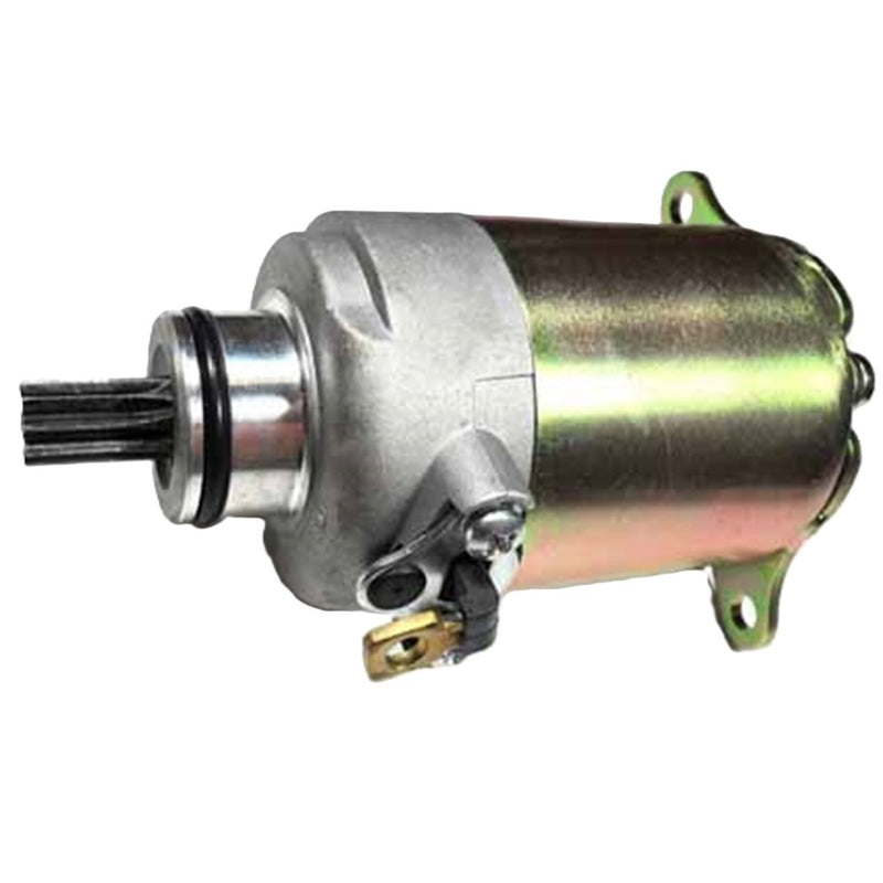 Starter Motor & Starter Relay (Solenoid) Kit, fits Most GY6-125, GY6-150 Chinese ATVs, GoKarts, Scooters  Shaft OD=11.5mm Spline=9  Flange= 30mm  1 ring terminal Bolts c/c=77mm