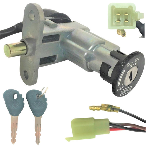 Ignition Switch  4 Pins in 4 Pin FM Jack + 1 Wire  Bolts c/c=50mm Shaft L=13mm  Fits Alpha Sports (Tomberlin) Kaliber RS Scooter