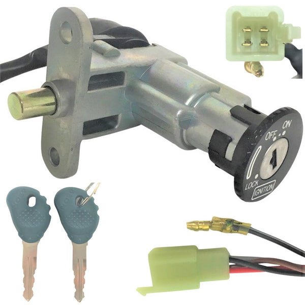 Ignition Switch  4 Pins in 4 Pin FM Jack + 1 Wire  Bolts c/c=50mm Shaft L=13mm  Fits Alpha Sports (Tomberlin) Kaliber RS Scooter