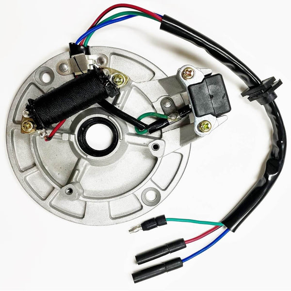 Stator Assembly Fits Baja DR70, Many Tomberlin 50,70,90-110cc + Other Dirtbikes & ATVs. 1 Coil, 3 Wires OD=115mm, Bolts c/c=100mm Shaft Seal ID=18mm